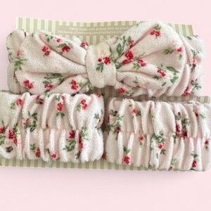 The Self Care Spa Set Soft Pink Floral Bow Headband & wristbands